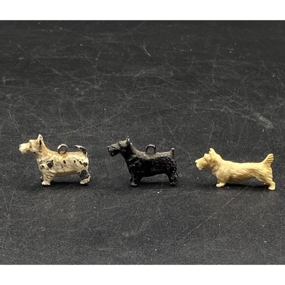 Other - Tiny Celluloid Scottie & 2 Charm Cast Iron Scotties 1940’s Scottish Terrier